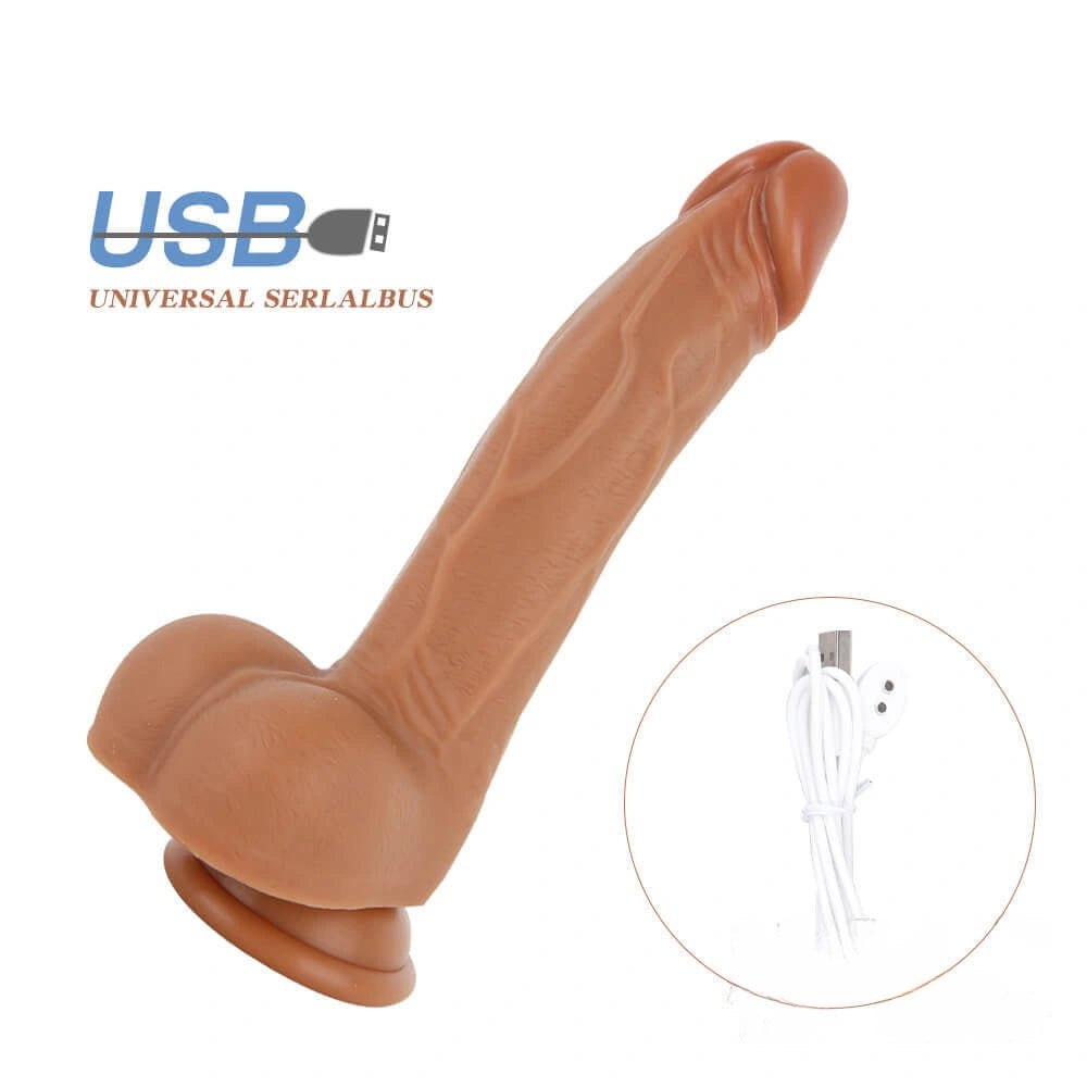 Brown realistic vibrating dildo with suction cup base, photo 1