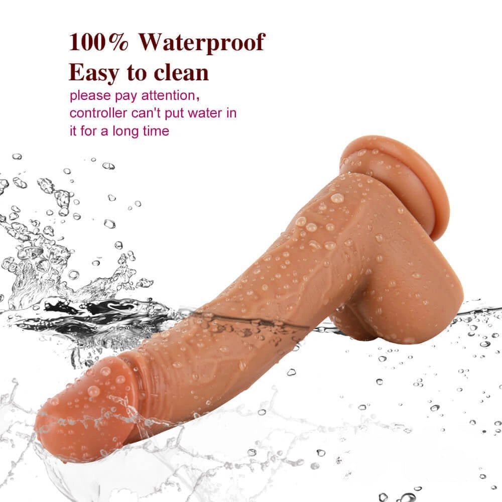 Brown realistic vibrating dildo with suction cup base, photo 6