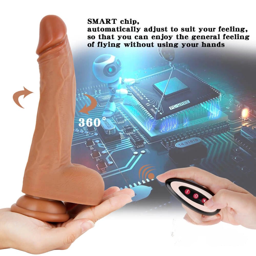 Brown realistic vibrating dildo with suction cup base, photo 7