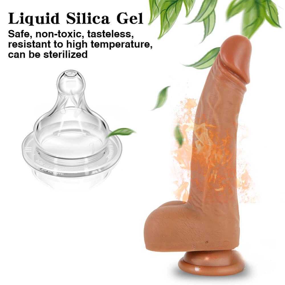 Brown realistic vibrating dildo with suction cup base, photo 9