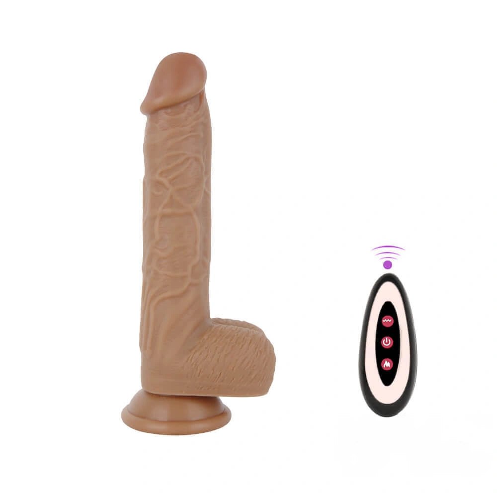 Brown thrusting dildo with remote control, photo 1