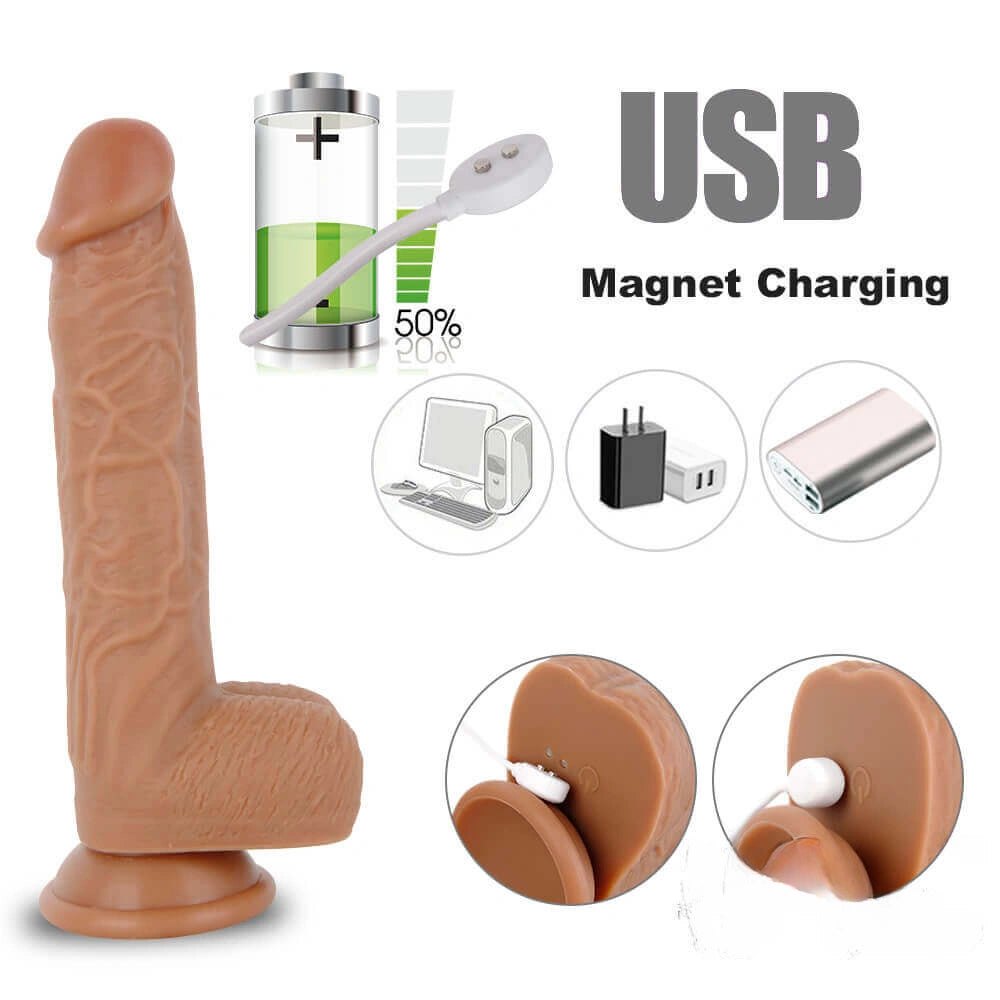 Brown thrusting dildo with remote control, photo 2