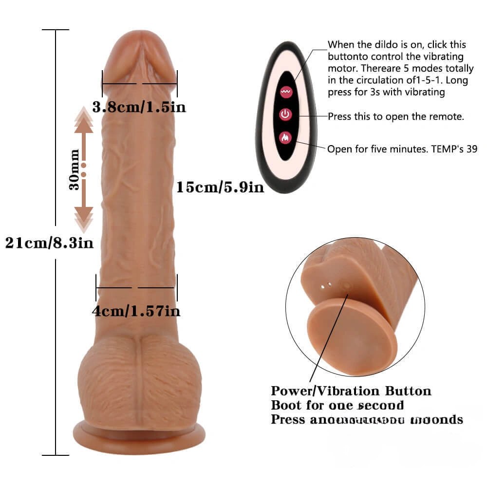 Brown thrusting dildo with remote control, photo 3