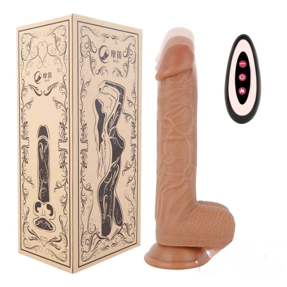 Brown thrusting dildo with remote control, photo 4