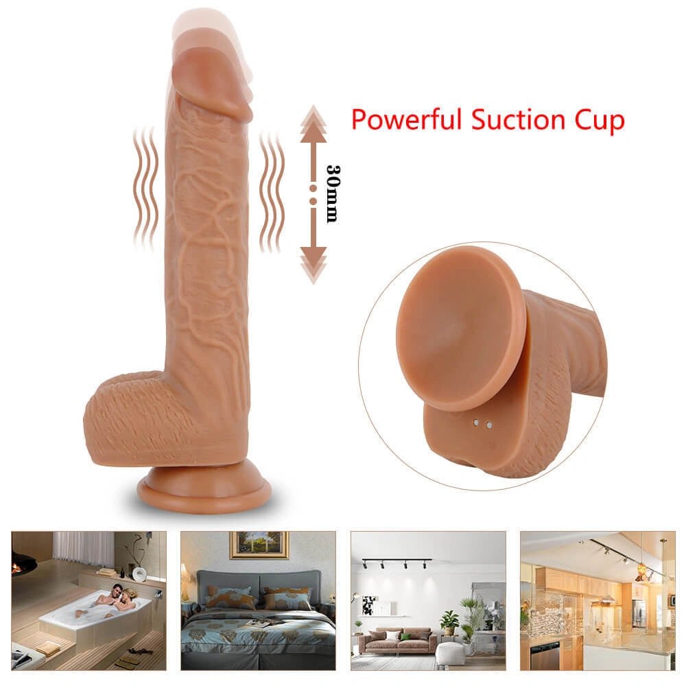 Brown thrusting dildo with remote control, photo 5