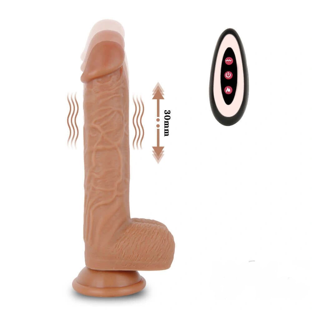 Brown thrusting dildo with remote control, photo 8