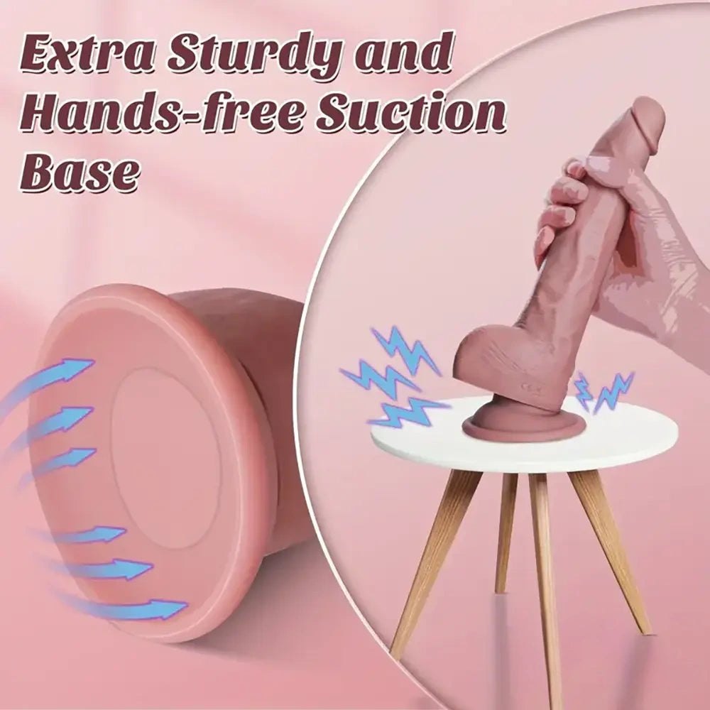 Flesh tone vibrating thrusting silicone dildo, photo 6