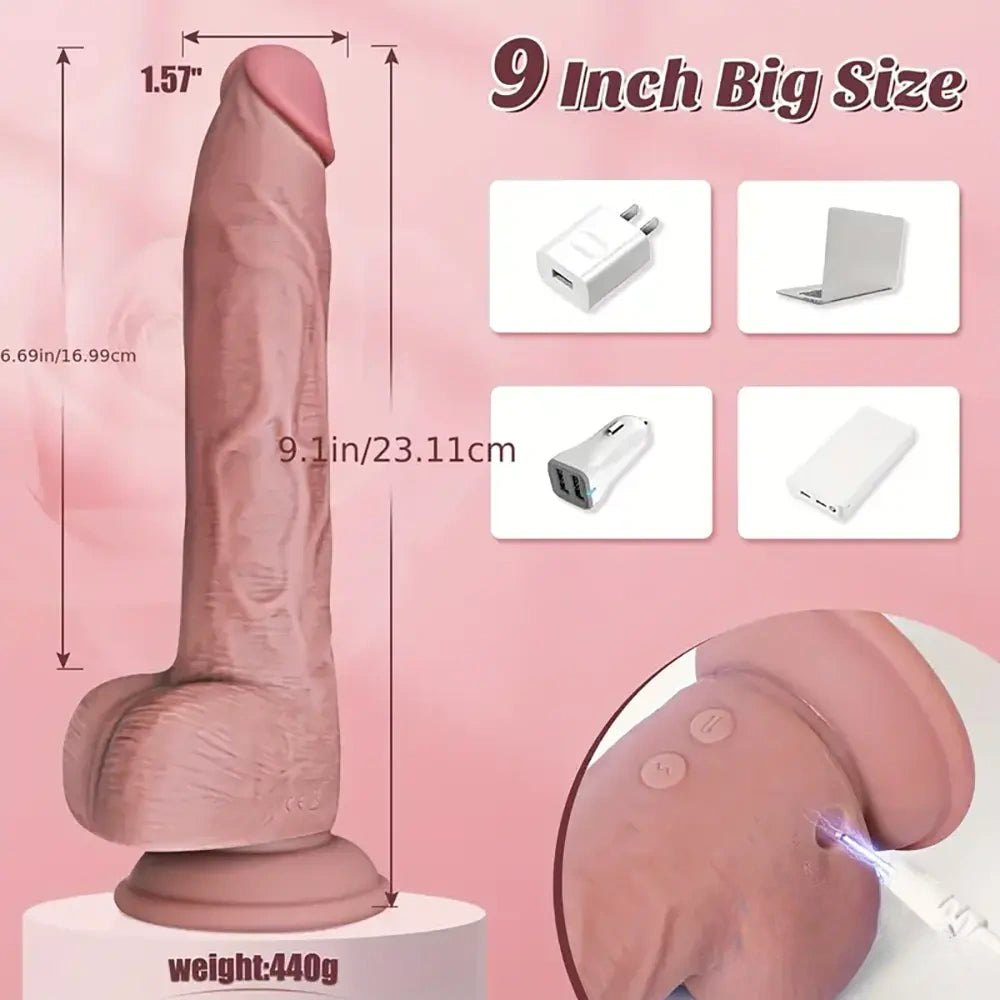 Flesh tone vibrating thrusting silicone dildo, photo 9