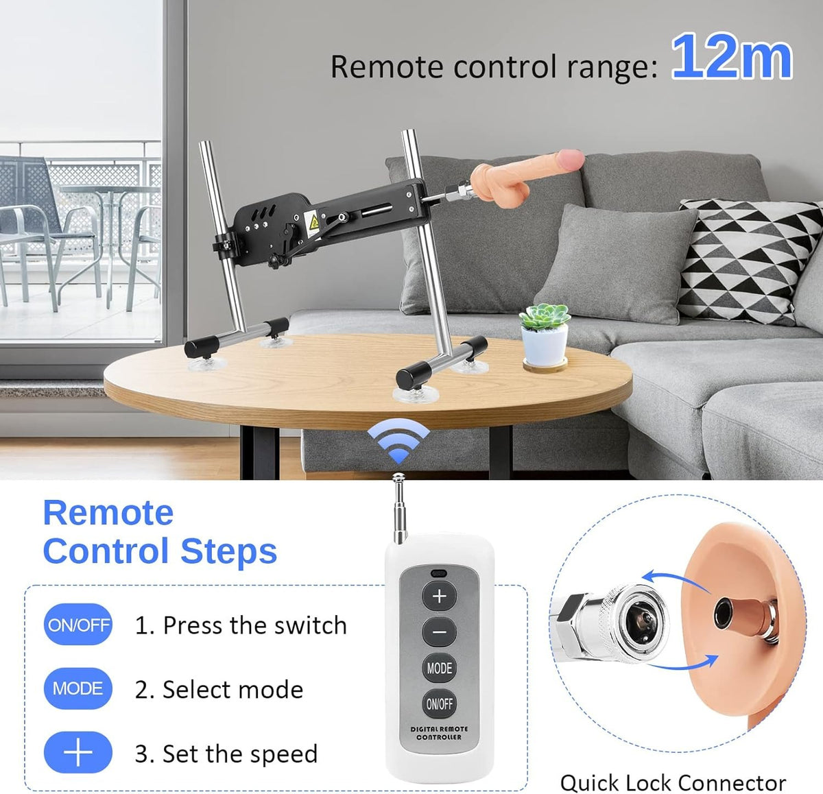 Black rechargeable thrusting sex machine, photo 5