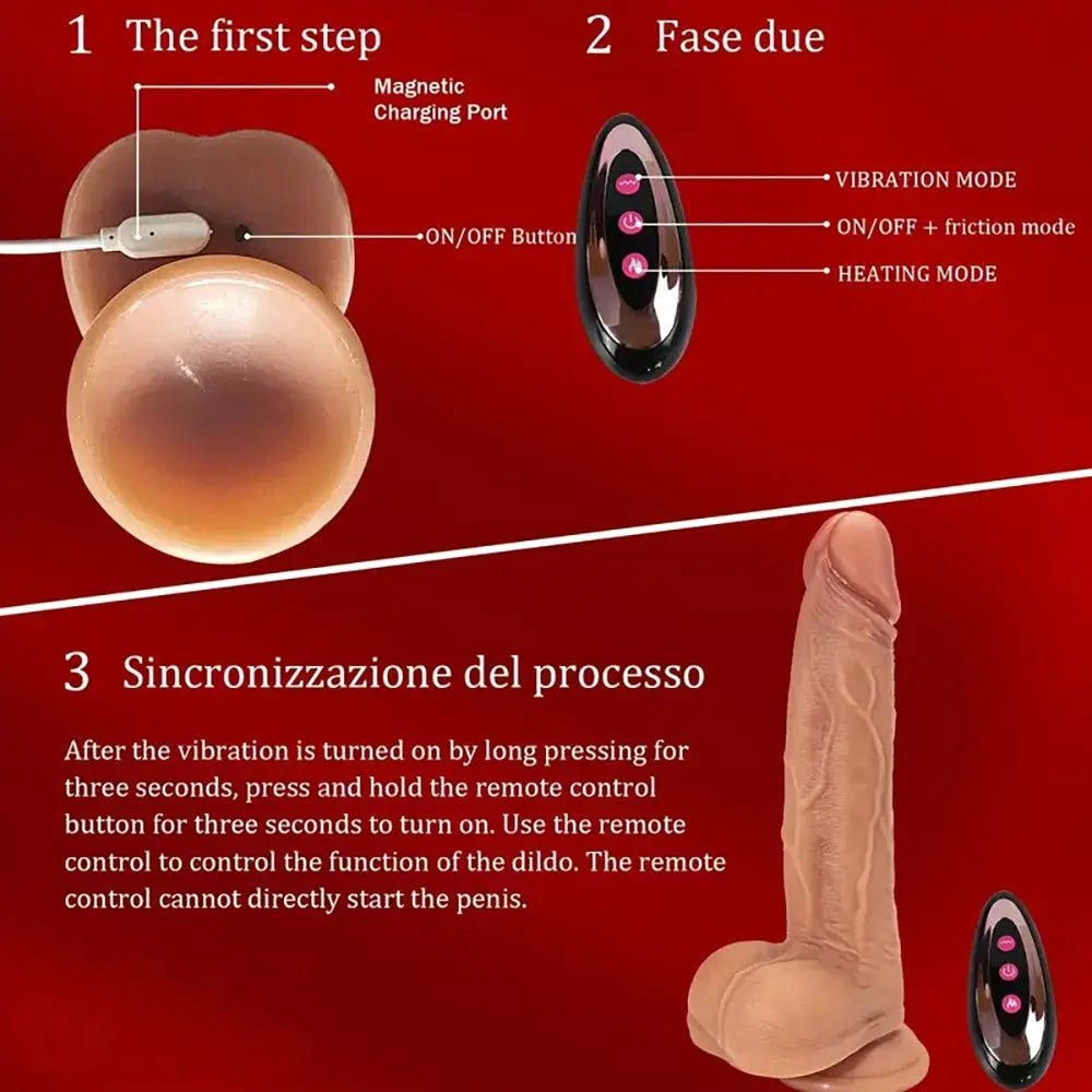 Flesh tone thrusting vibrating dildo with remote control and suction base, photo 5