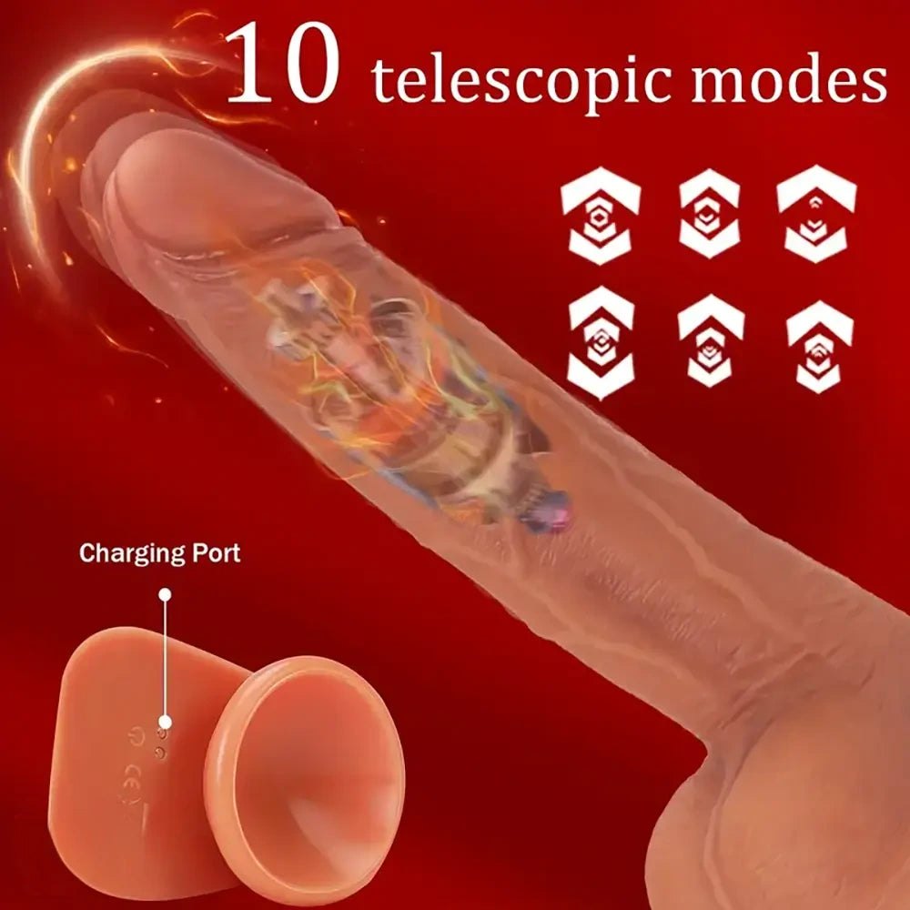 Flesh tone thrusting vibrating dildo with remote control and suction base, photo 7