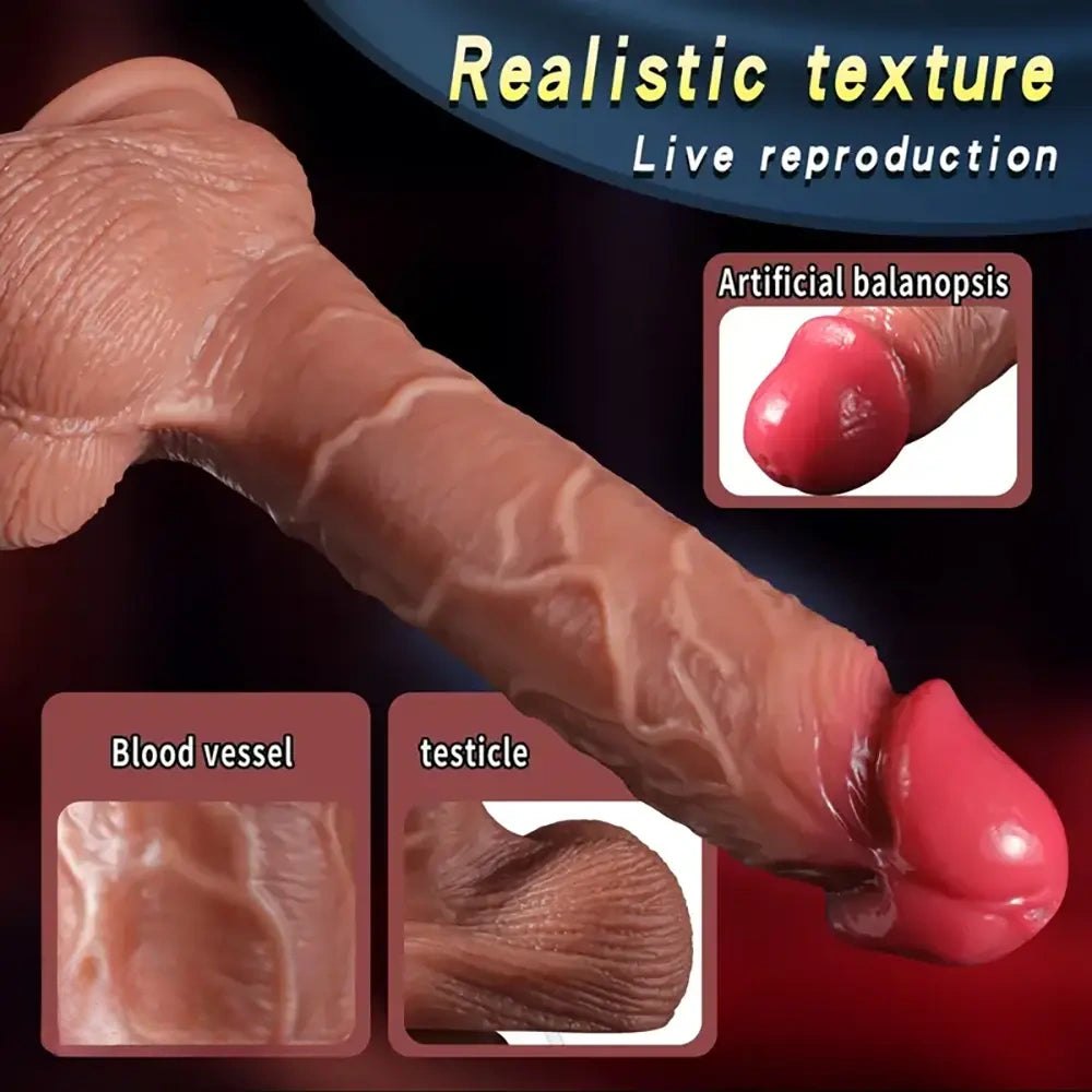Brown silicone realistic vibrating dildo, photo 9