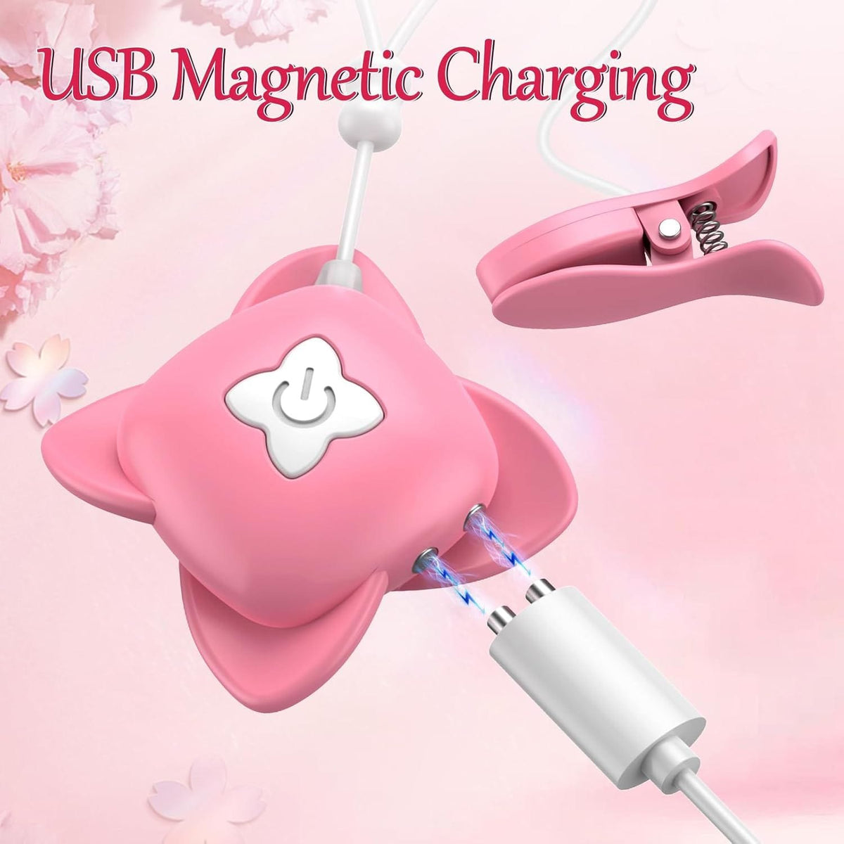 Pink silicone vibrating nipple clamps, photo 5