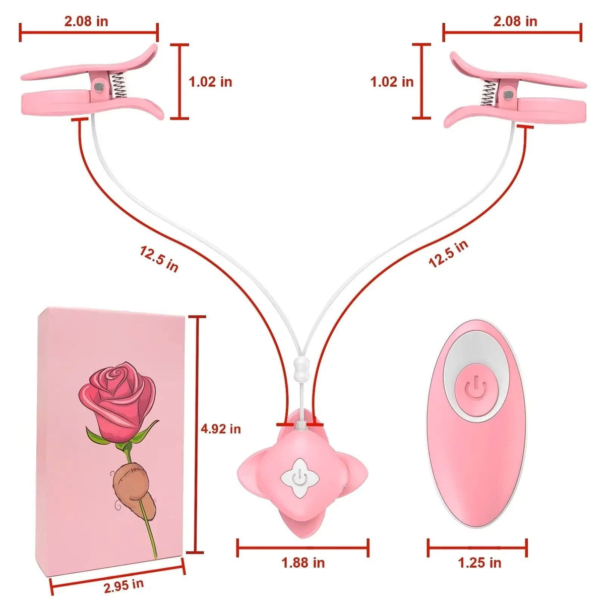 Pink silicone vibrating nipple clamps, photo 7