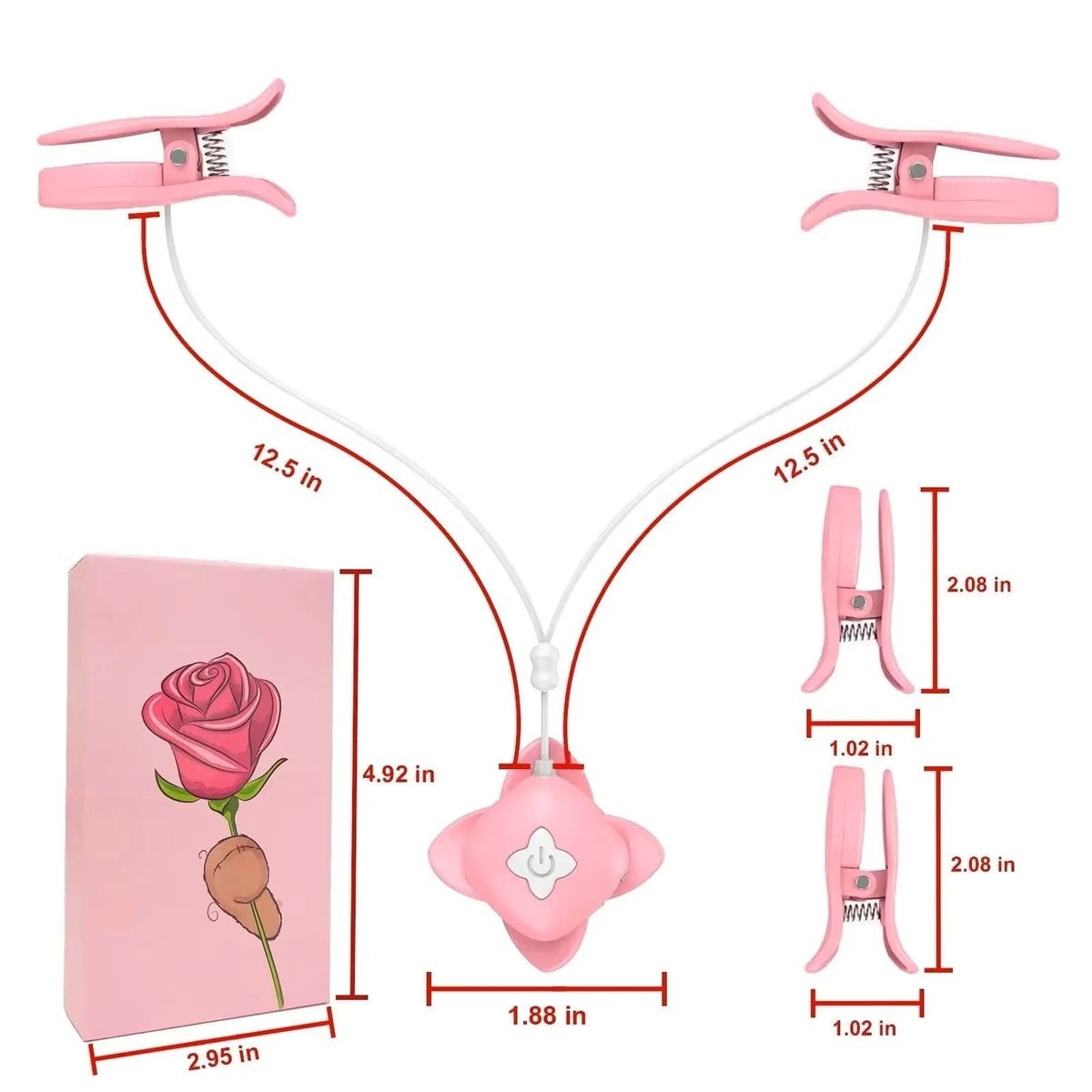 Pink silicone vibrating nipple clamps, photo 8