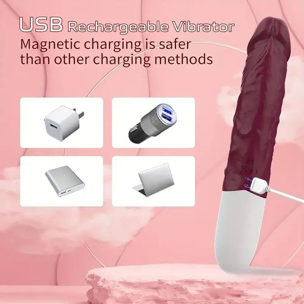 Wine red realistic vibrating dildo with remote control, photo 2