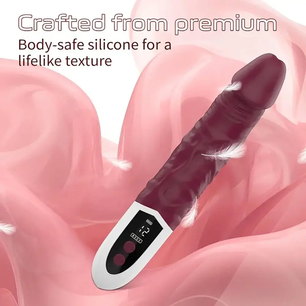 Wine red realistic vibrating dildo with remote control, photo 3
