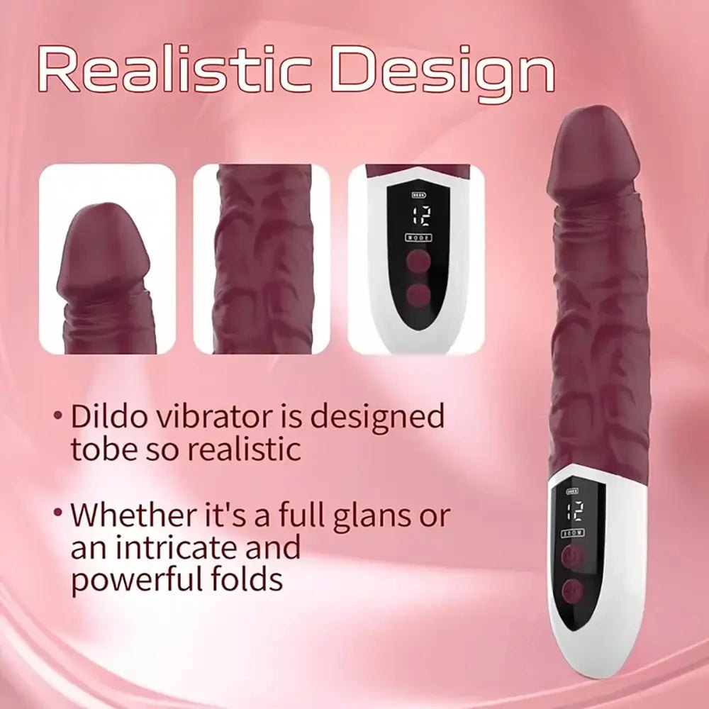 Wine red realistic vibrating dildo with remote control, photo 4