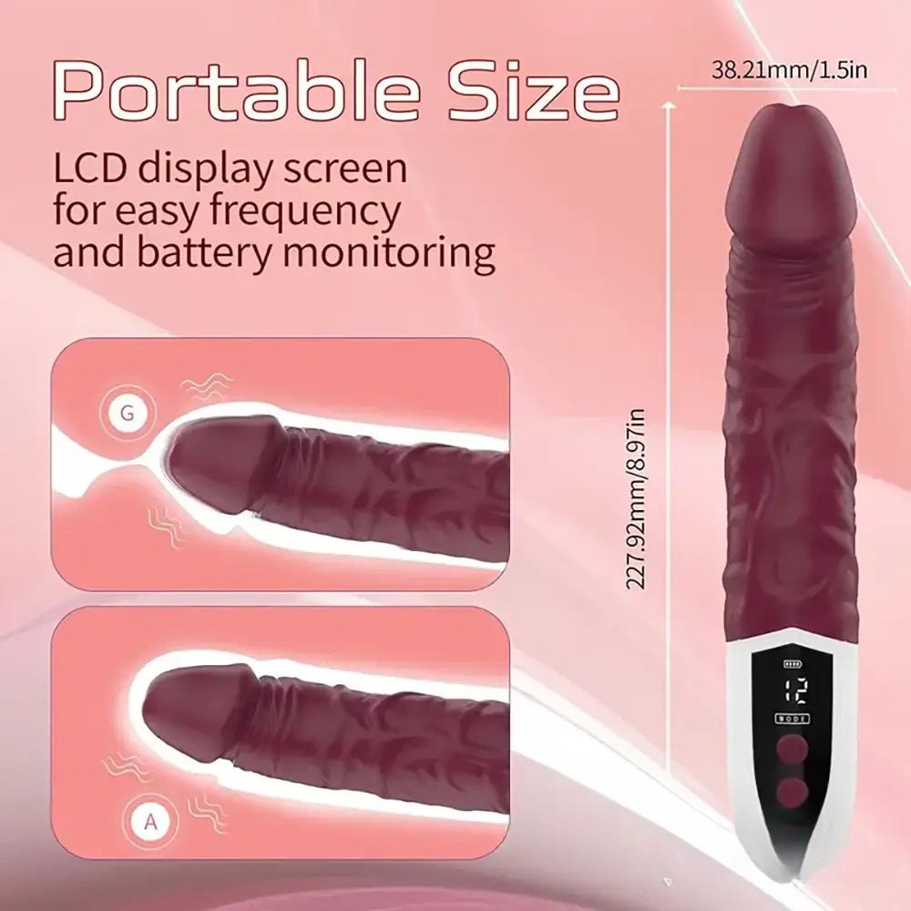 Wine red realistic vibrating dildo with remote control, photo 6
