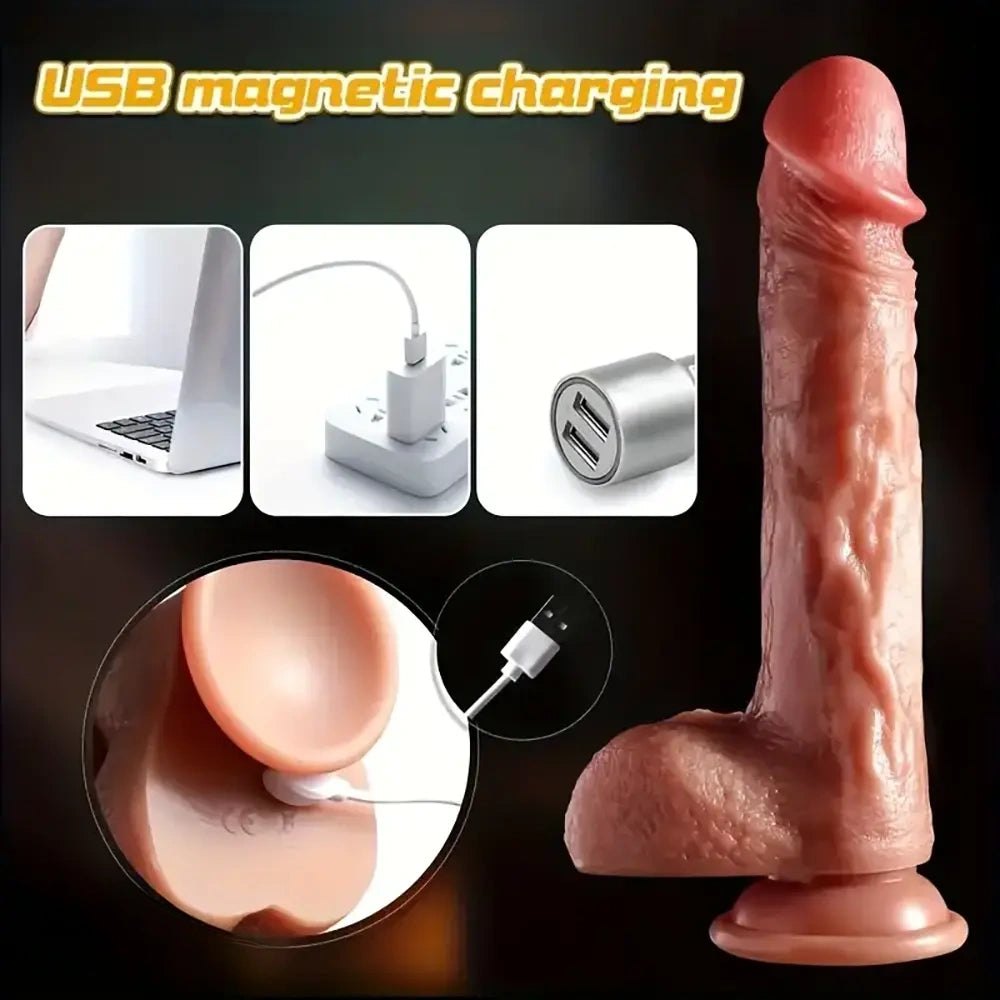 Flesh-tone vibrating thrusting dildo, photo 2