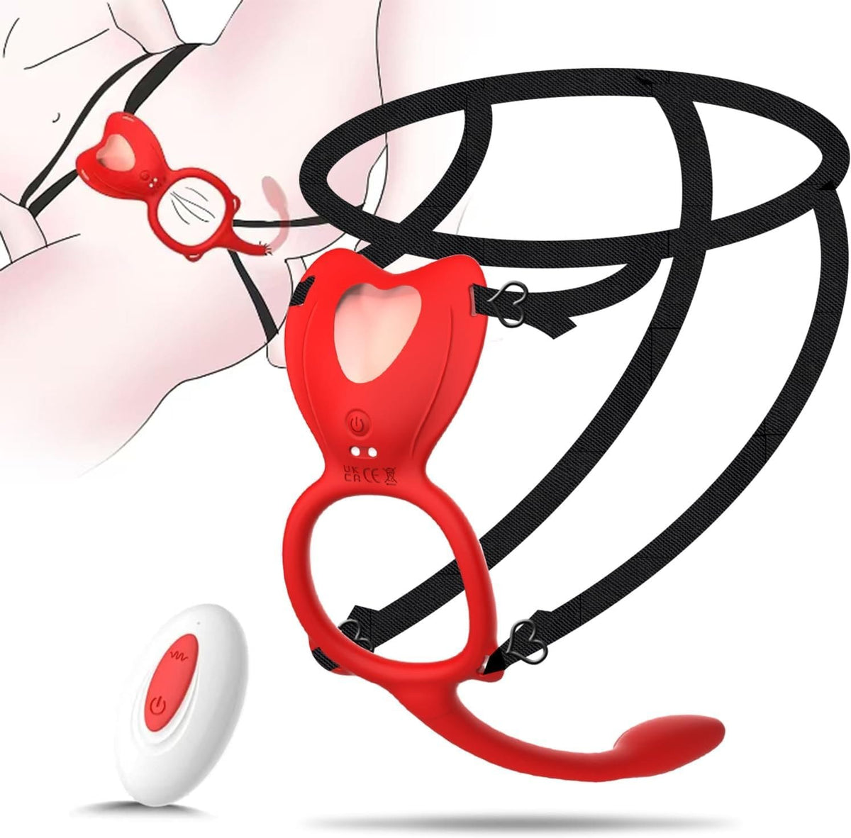 Red wearable panty vibrator with remote control, photo 2