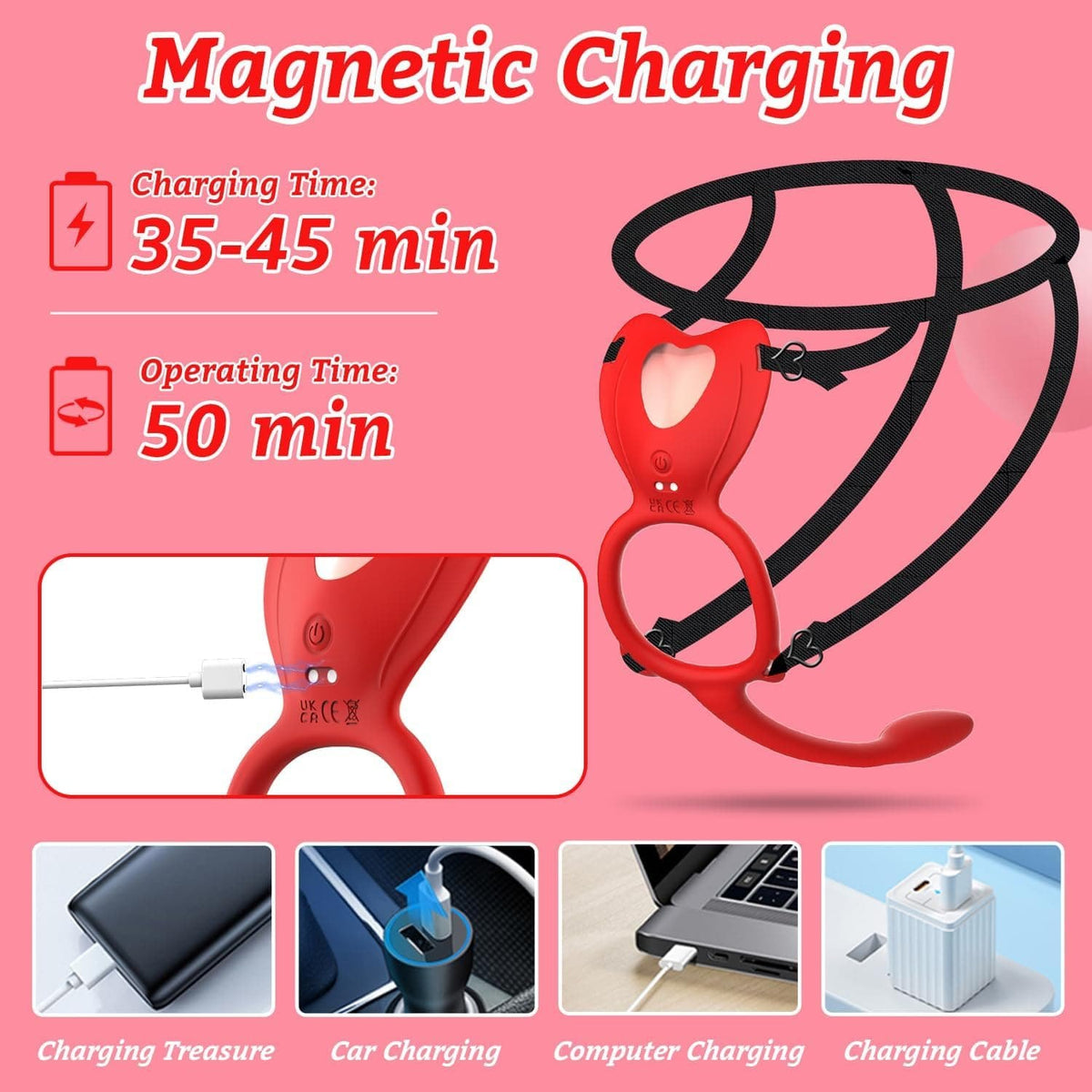 Red wearable panty vibrator with remote control, photo 4