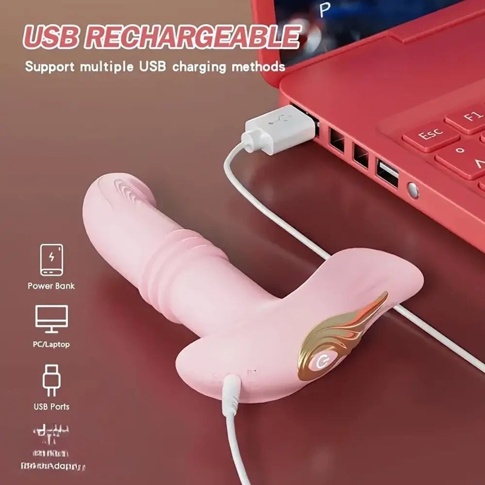 Pink remote control thrusting mini dildo, photo 2