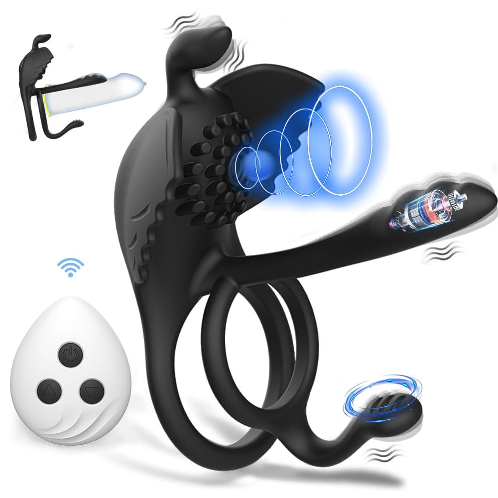 Black remote control vibrating cock ring