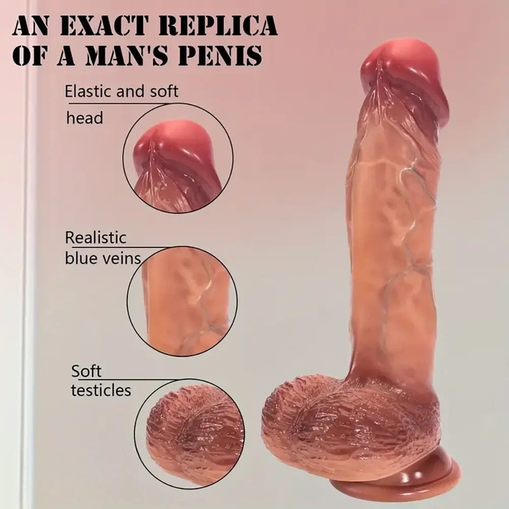 Flesh silicone realistic dildo with veins, photo 3