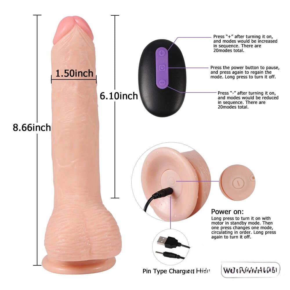 Flesh-tone remote control vibrating dildo, photo 9