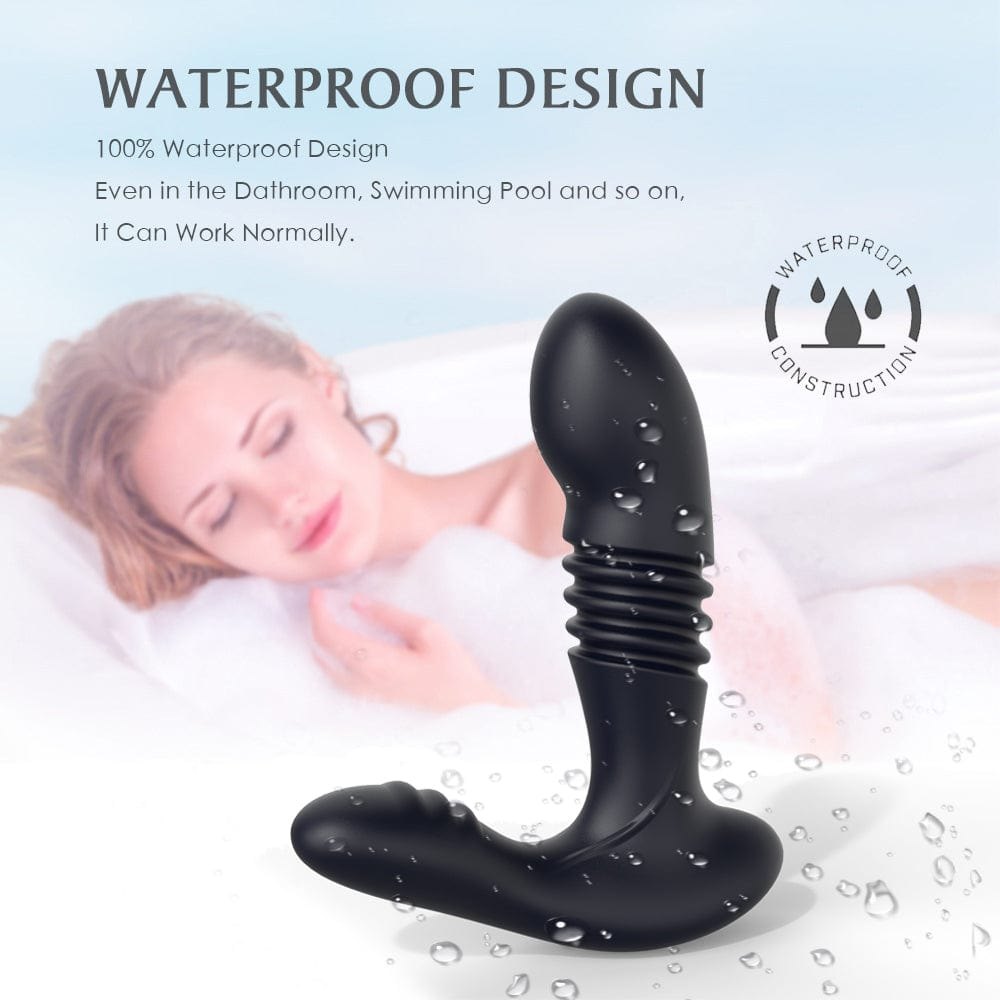 Black retractable prostate massager with remote control, photo 4