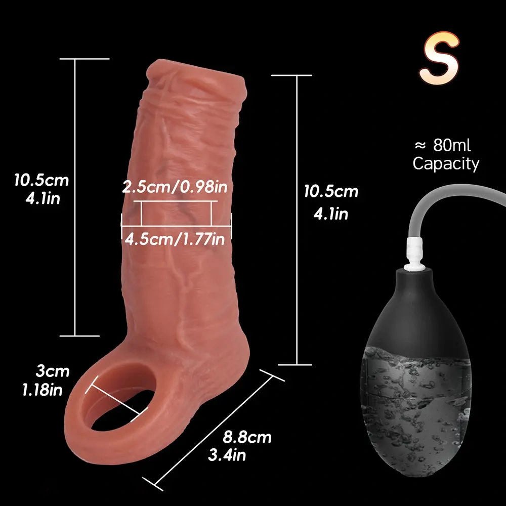 Flesh tone reusable squirting penis sleeve, photo 11