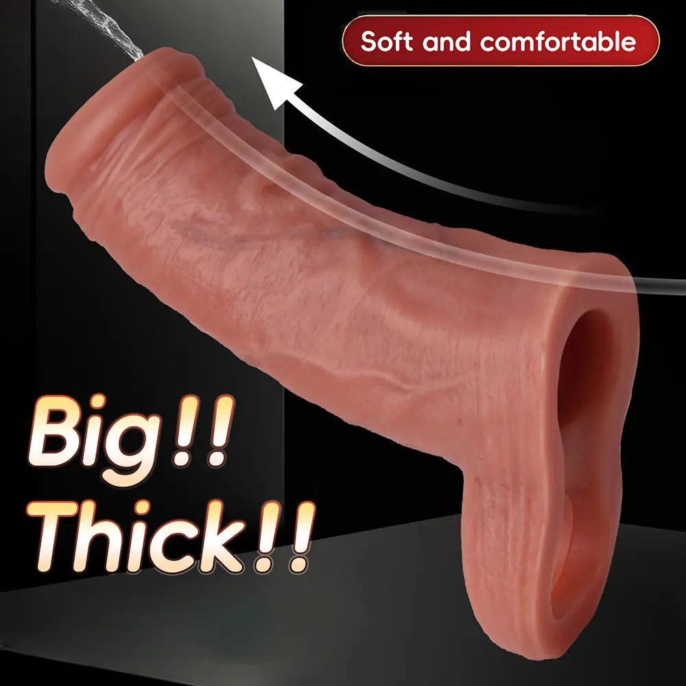 Flesh tone reusable squirting penis sleeve, photo 12