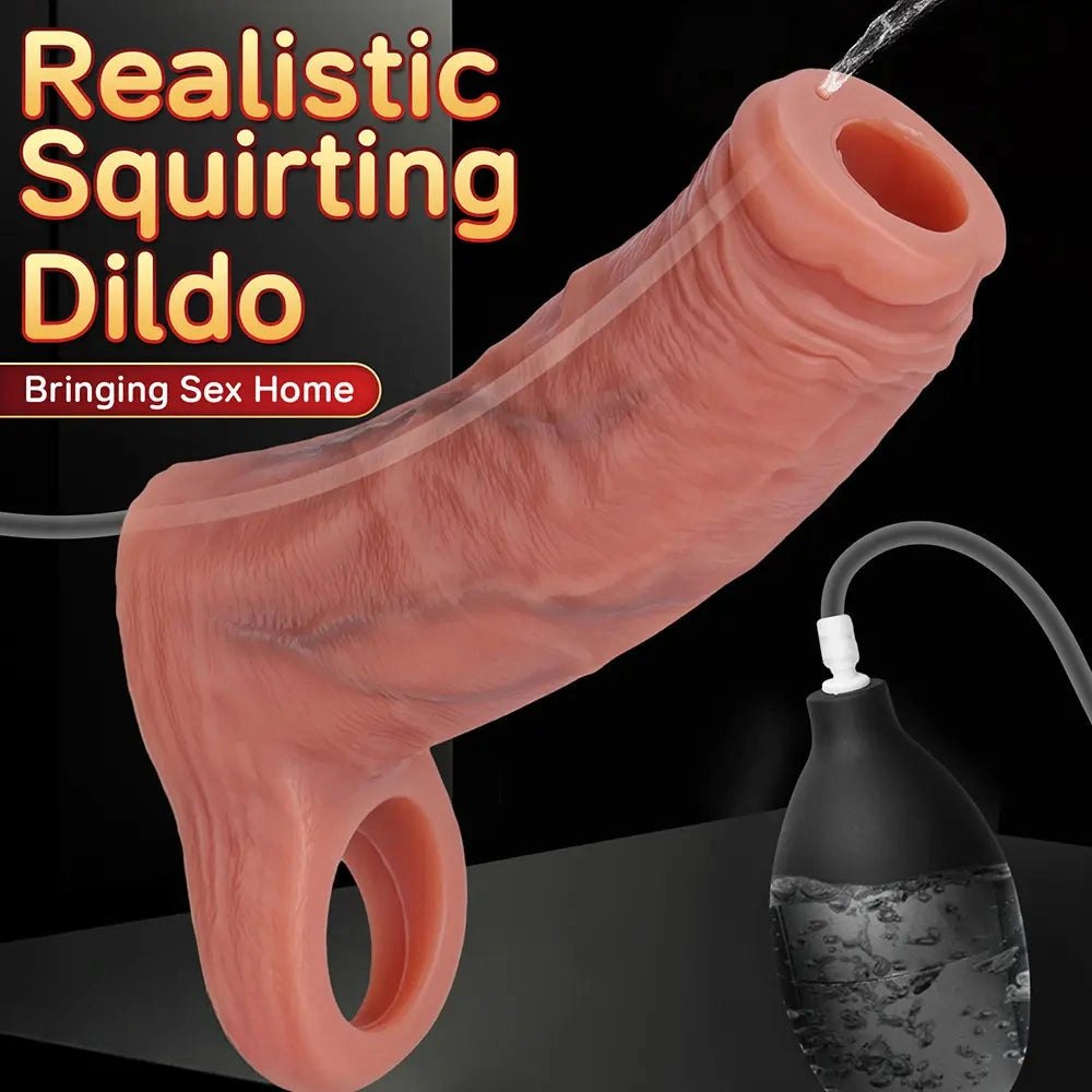 Flesh tone reusable squirting penis sleeve, photo 4