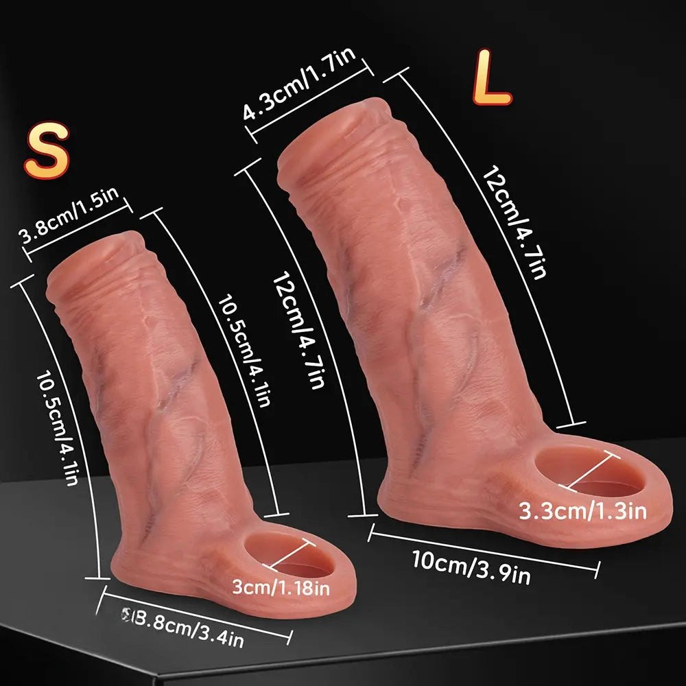 Flesh tone reusable squirting penis sleeve, photo 5