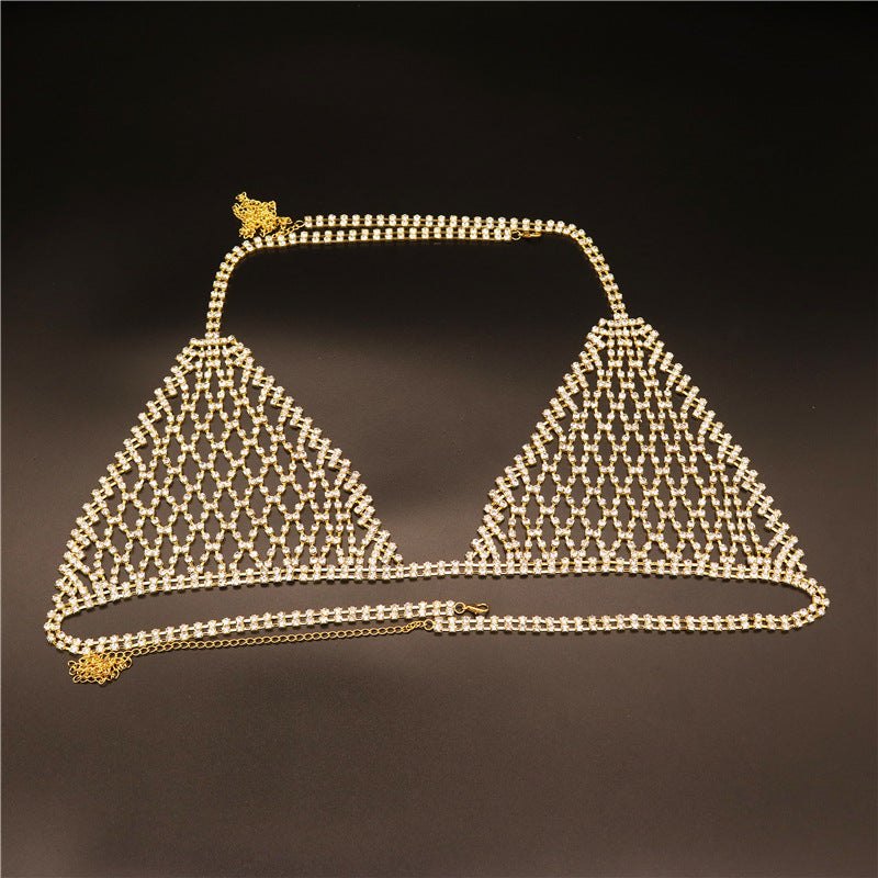Rhinestone halter body chain bikini set, photo 5