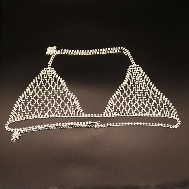 Rhinestone halter body chain bikini set, photo 8