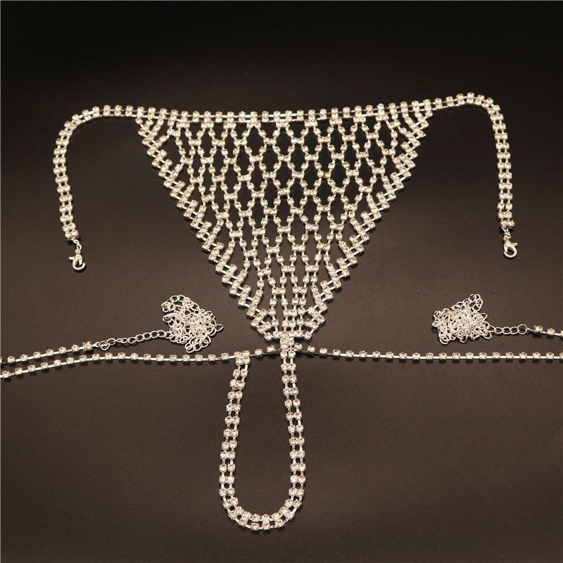 Rhinestone halter body chain bikini set, photo 9