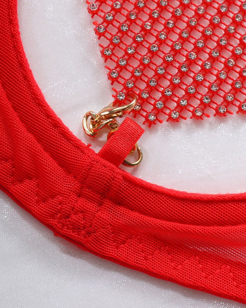 Rhinestone heart chain mesh garter set, photo 7