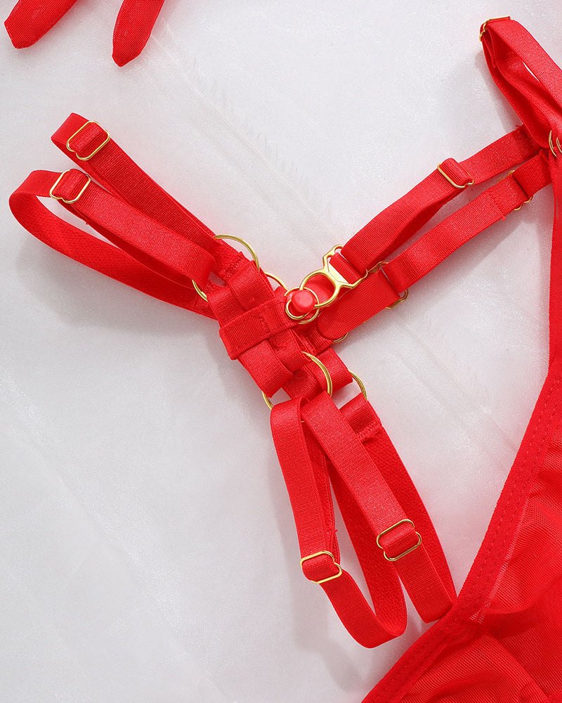 Rhinestone heart chain mesh garter set, photo 8