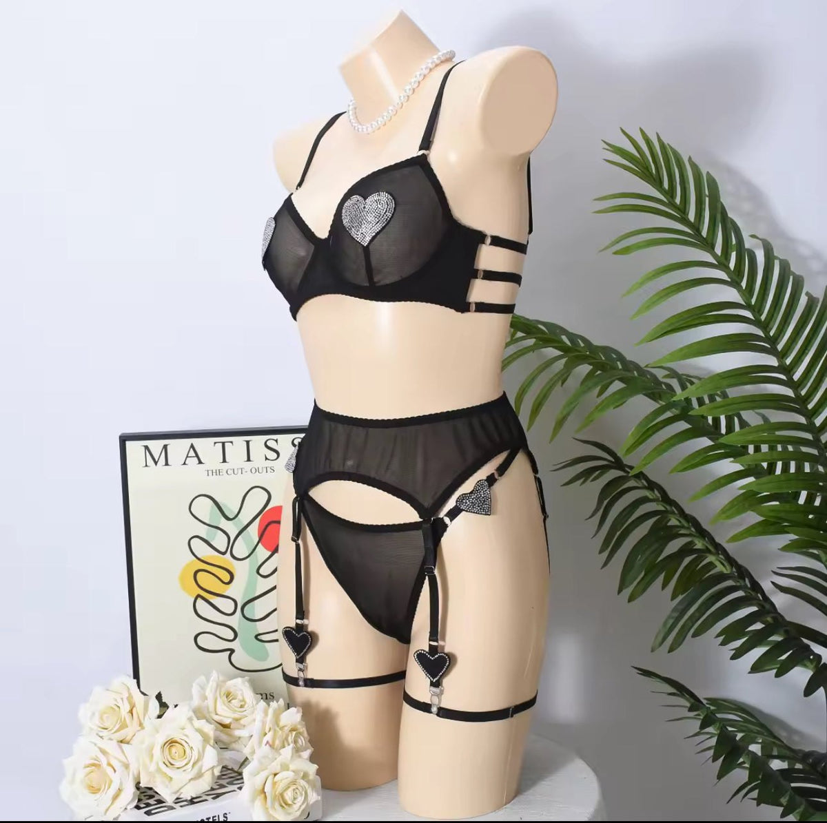 Rhinestone heart neon garter set, photo 13