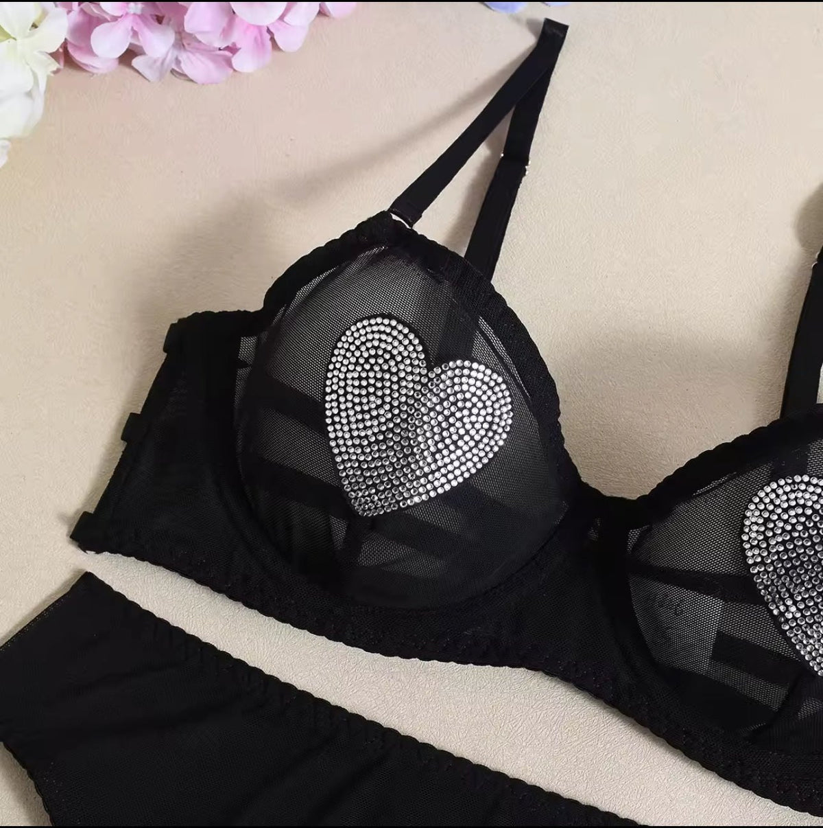 Rhinestone heart neon garter set, photo 6