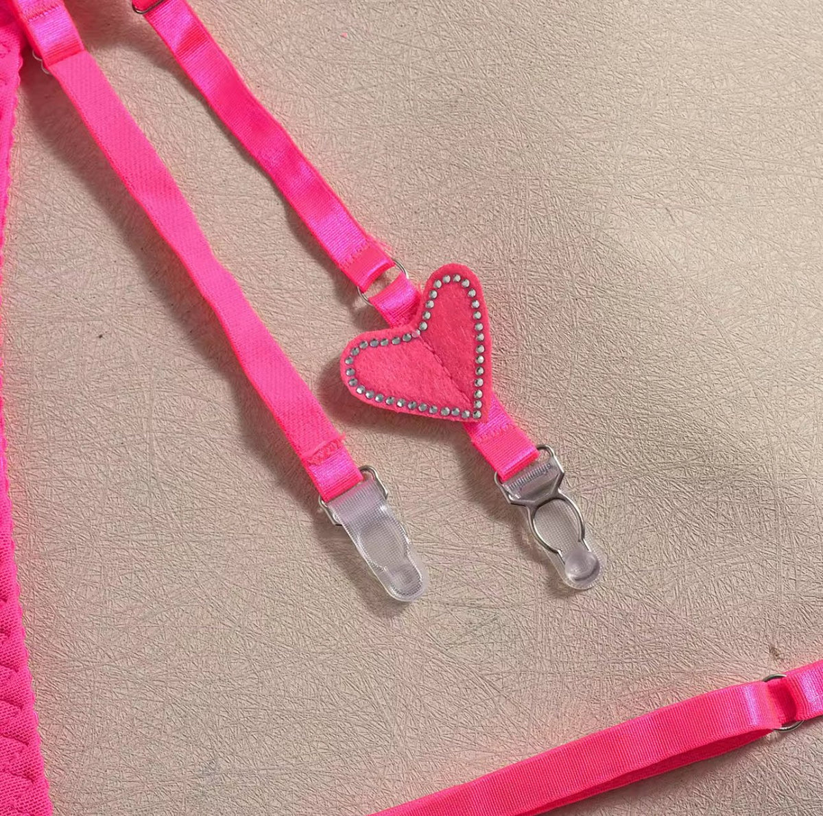 Rhinestone heart neon garter set, photo 8