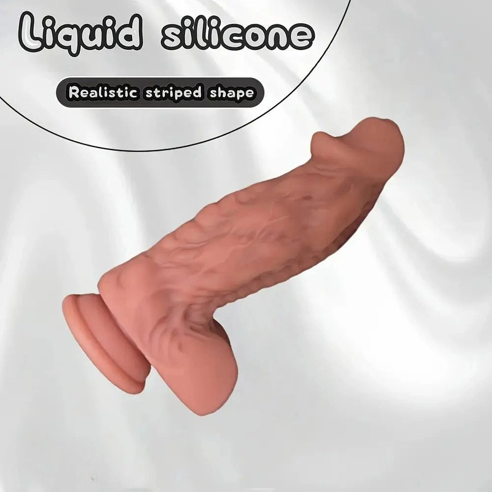 Red and black ribbed fantasy dildo, photo 2