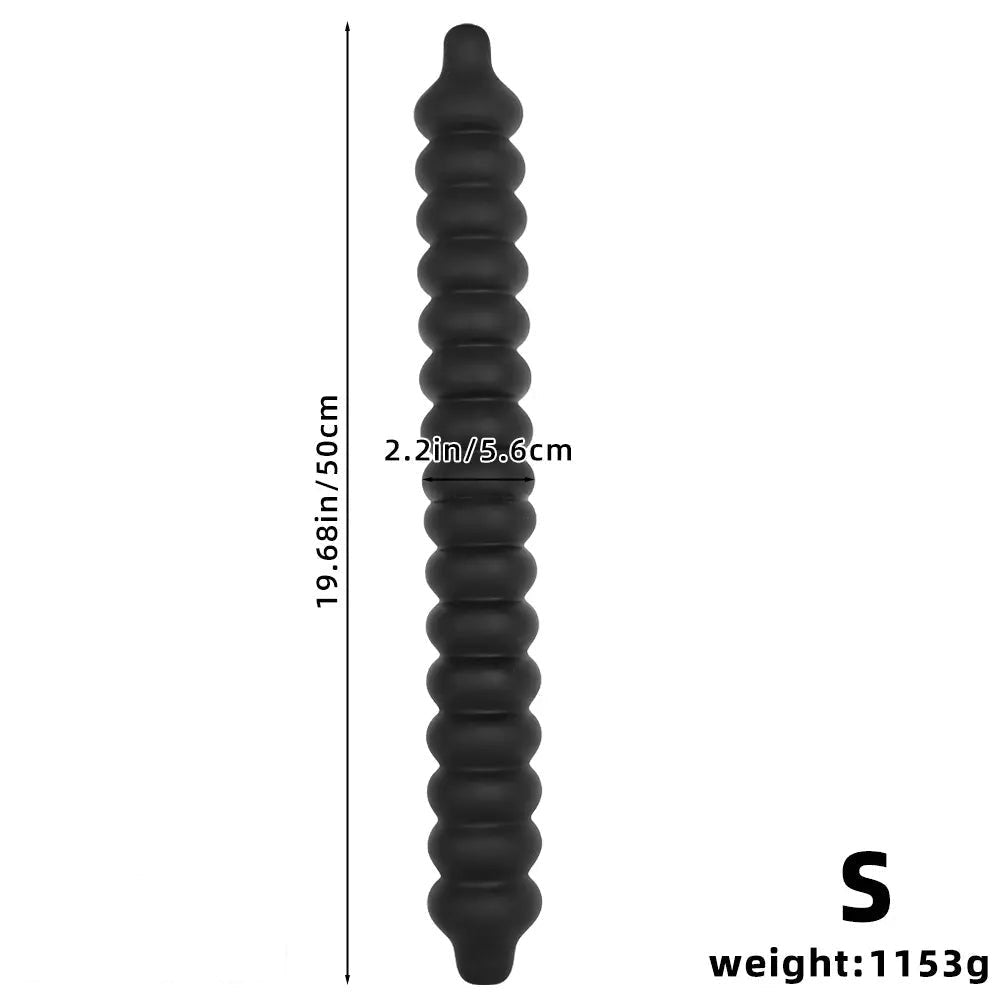 Black ribbed silicone anal dildo