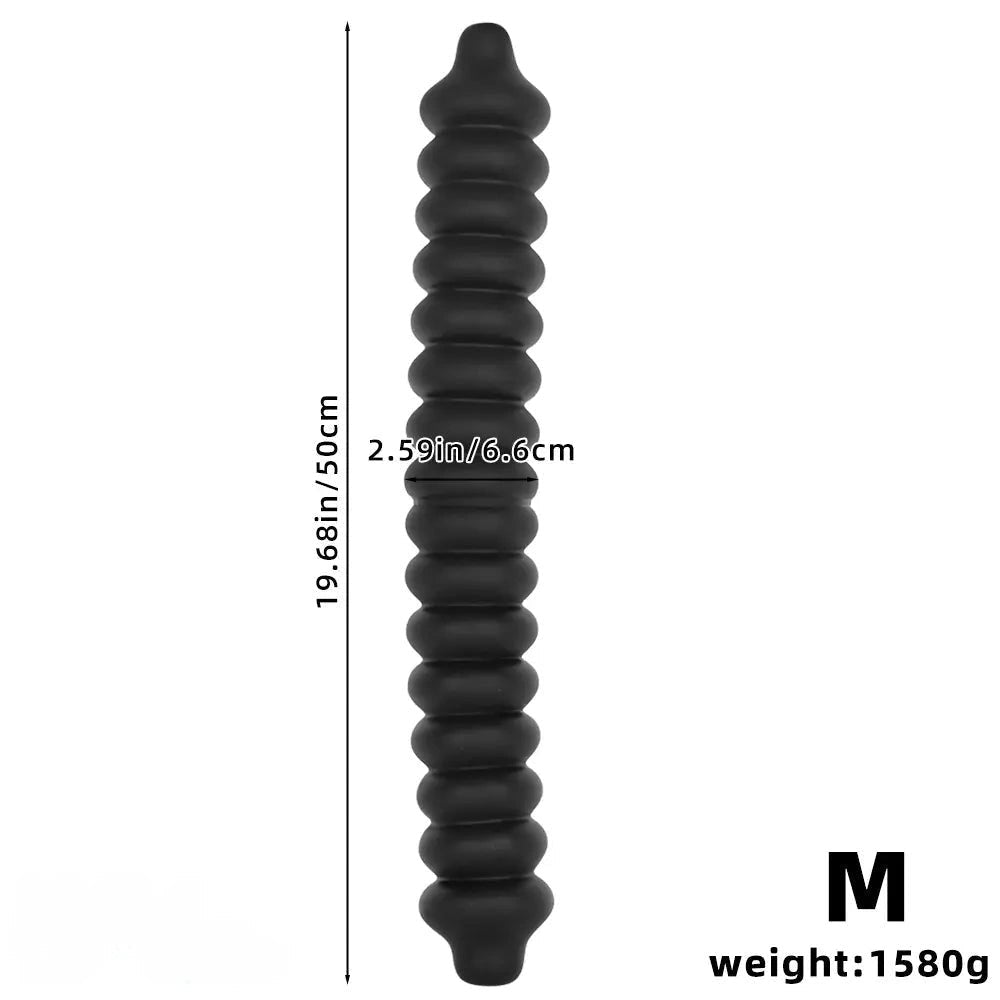 Black ribbed silicone anal dildo