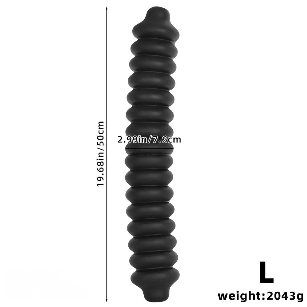 Black ribbed silicone anal dildo