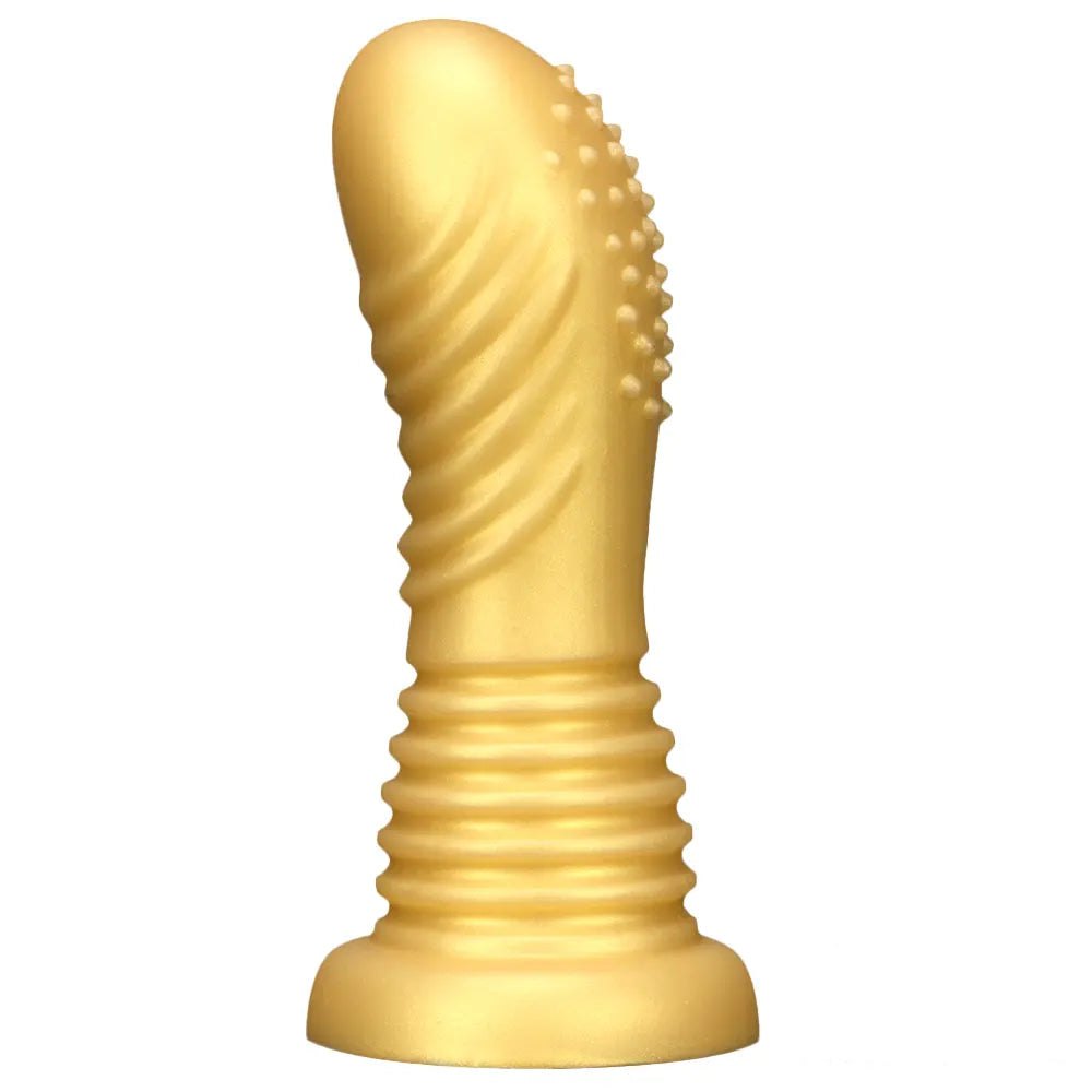 Gold ribbed silicone anal dildo, photo 1