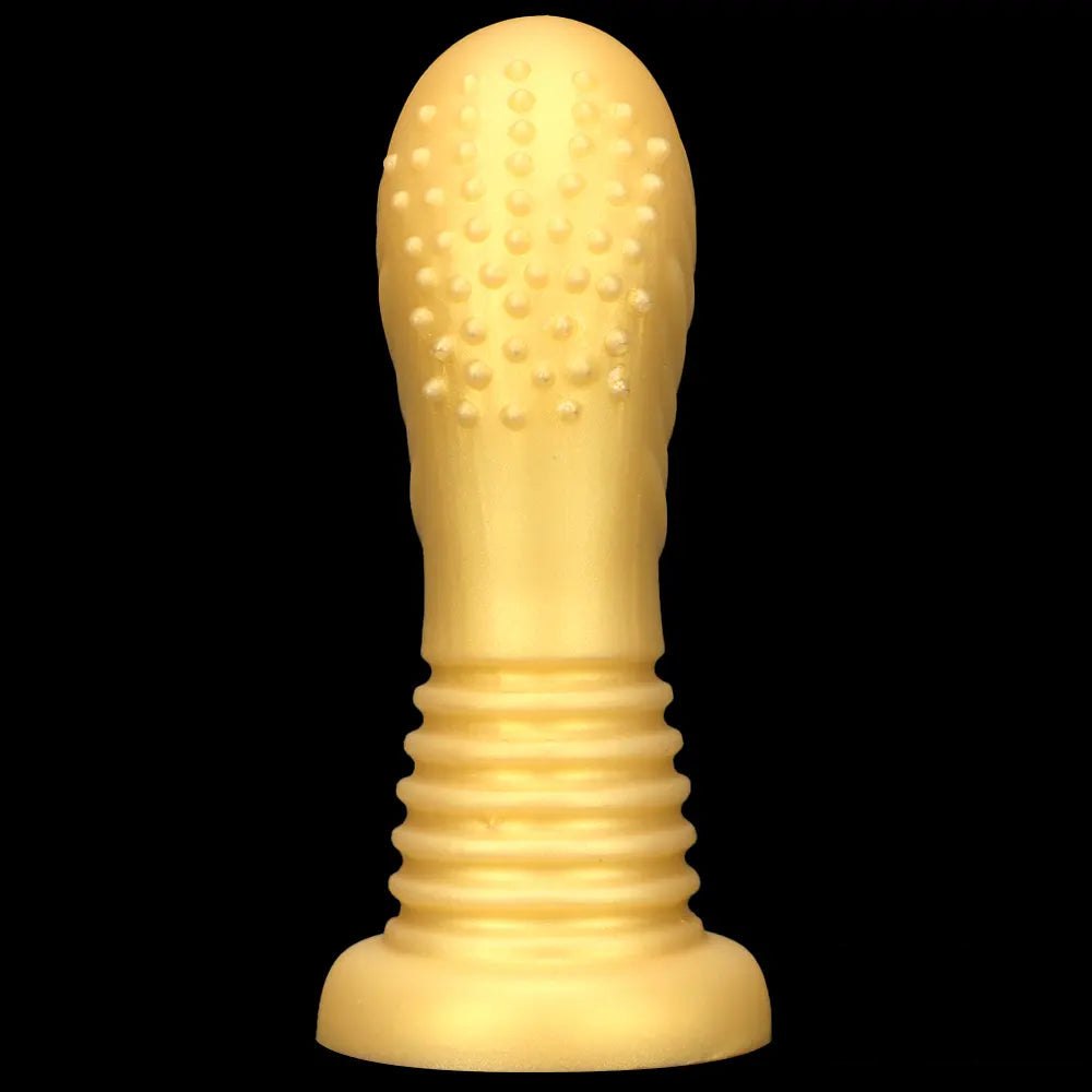 Gold ribbed silicone anal dildo, photo 7