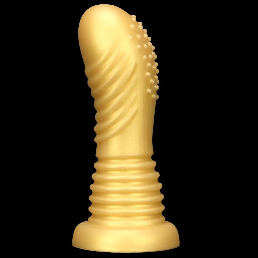 Gold ribbed silicone anal dildo, photo 8